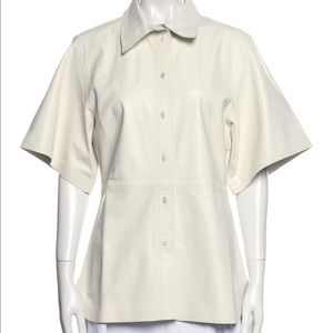 STAND STUDIO Leather T-shirt Button Up